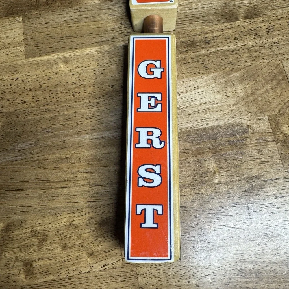 Yazoo Gerst Beer Tap Handle Wood Orange White Draft Kegerator Bar Man Cave Decor